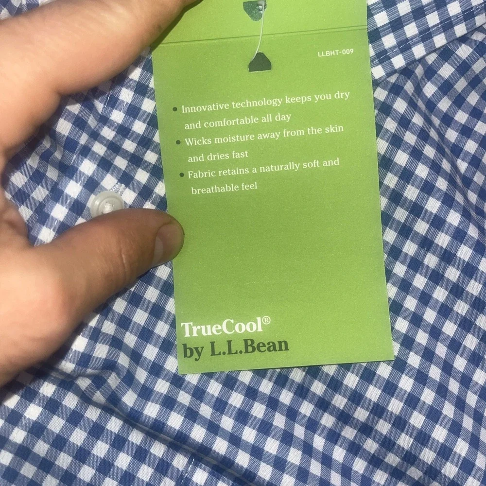 LL Bean Wrinkle Free Kennebunk Sport‎ Shirt Mens XLT Blue Traditional Fit Check